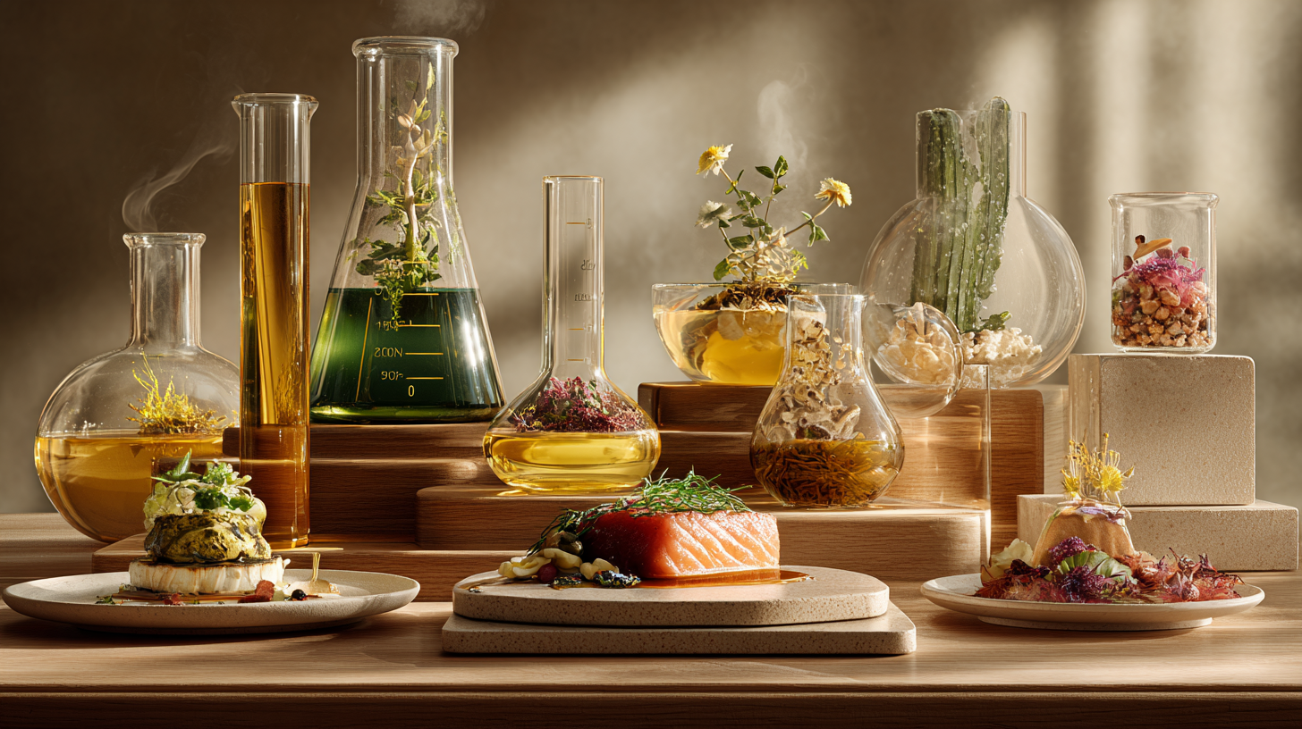 An elegant editorial visualization of functional ingredients, blending modern food science with natural nutrition to illustrate the future of health-focused food and beverage innovation.
