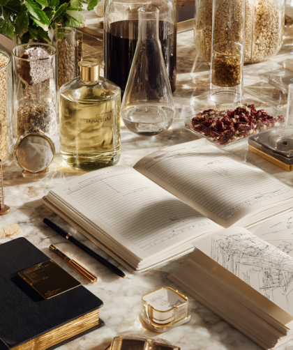 A premium editorial visualization of strategic food innovation, combining product development, consumer insight, and commercial decision-making within a refined contemporary workspace.